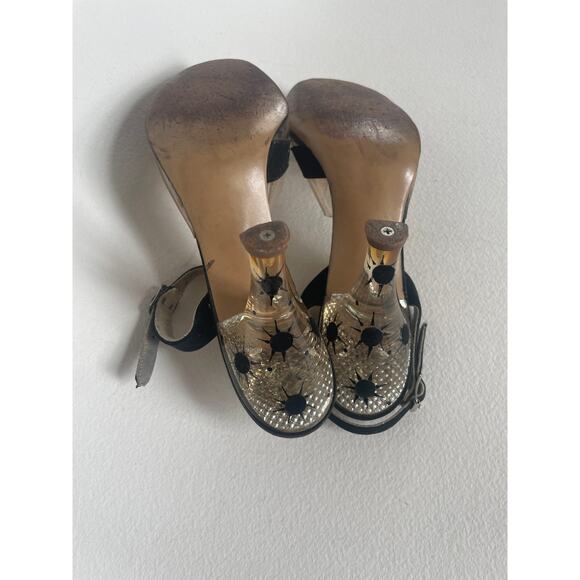 50s Lucite Heel Pump Clear Vintage SlingBack Pin Up Shoe "Career Girl" Peep Toe - Picture 3 of 8